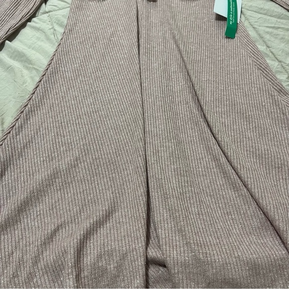 Stitch & Pine Womens Baby Pink Micro Ribbed Scoop Neck Dress Metallic Size M - Picture 7 of 7